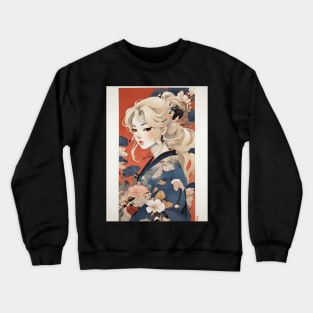 Blonde girl in ukiyo e style Crewneck Sweatshirt